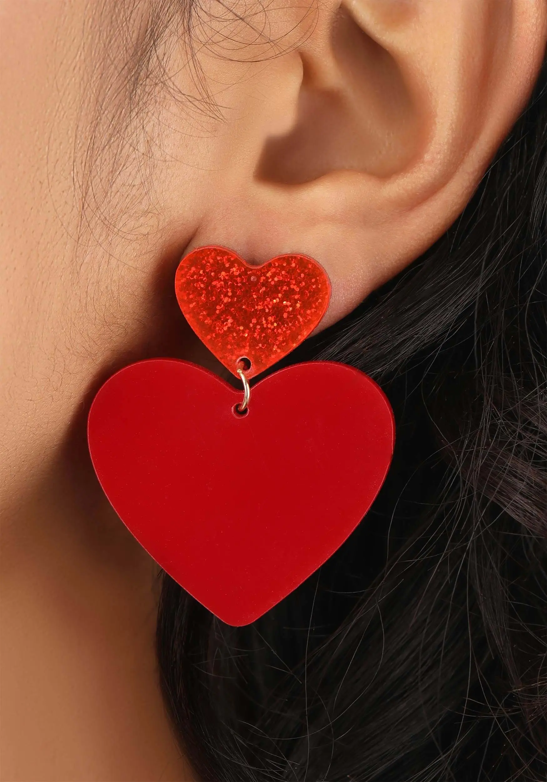Anarchy Street Double Heart Drop Lucite Earrings