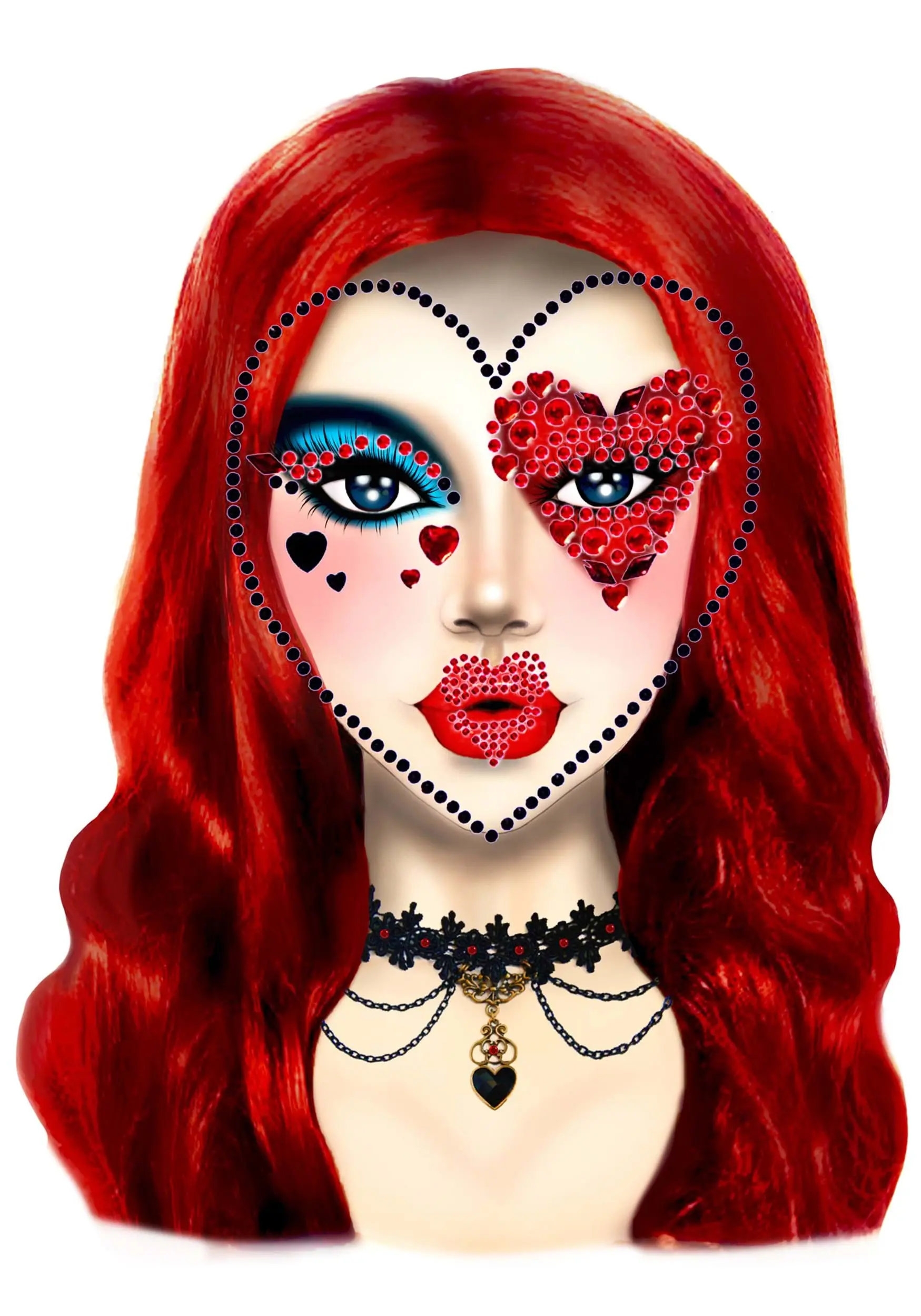 LEG AVENUE Queen Of Heart Face Jewel Costume Accessory Kit - Image 2